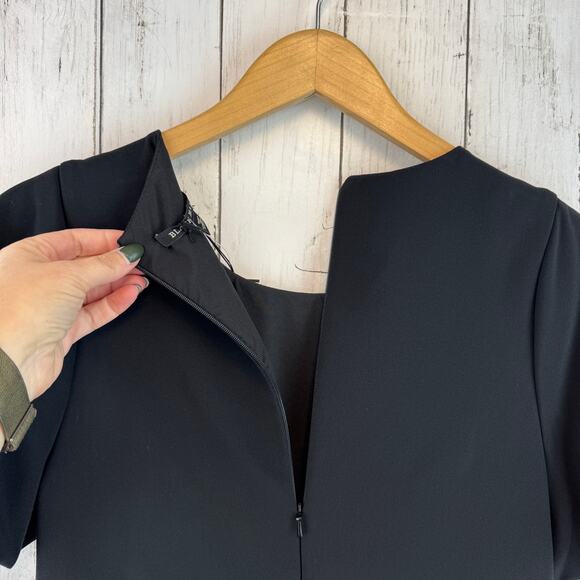 NWT Black Halo Black Crepe Chadwick Mini Dress Short Sleeve Round Neck Size 6 - Picture 7 of 16